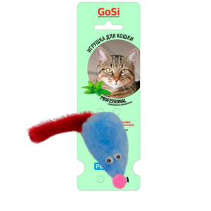 GoSi игрушка для кошек "Мышь с голубым мехом и мятой"