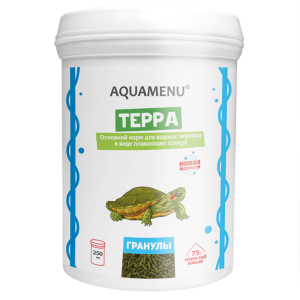 Aquamenu Терра основной гранулированный корм для водных черепах, 250 мл