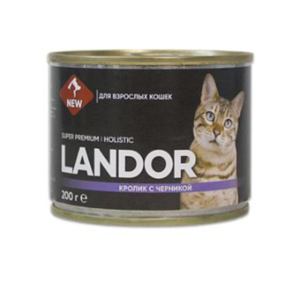Landor консервы для кошек, кролик с черникой, 200 г<