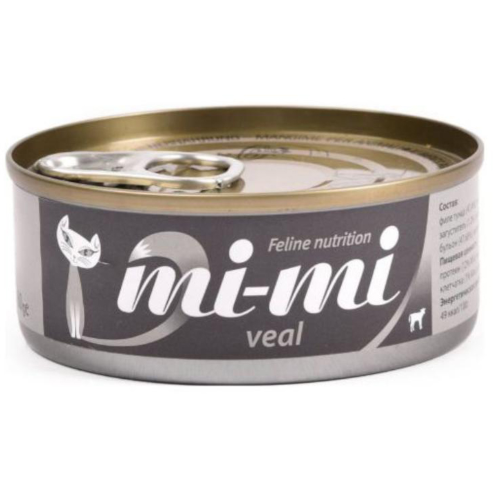 Mi-Mi консервы для кошек, с телятиной в желе, 80 г<