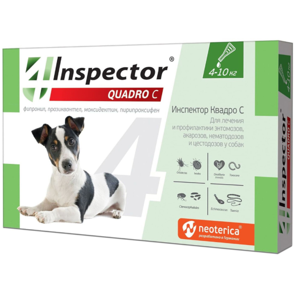 Inspector Quadro комбинированное антипаразитарное средство, капли для собак 4-10 кг<