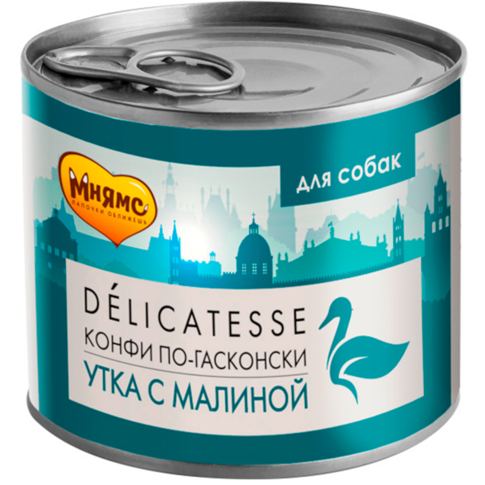 Мнямс Delicatesse консервы для собак, Конфи по-гасконски, паштет из утки с малиной, 200 г<