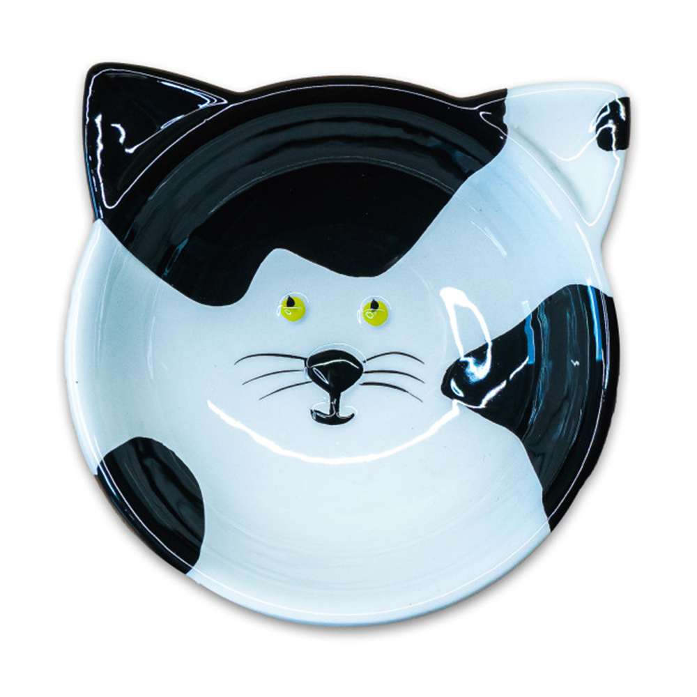 Mr.Kranch миска керамическая для кошек Мордочка кошки черно-белая 120 мл<