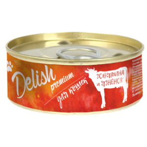Delish Premium консервы для кошек, говядина и ягненок, 100 г