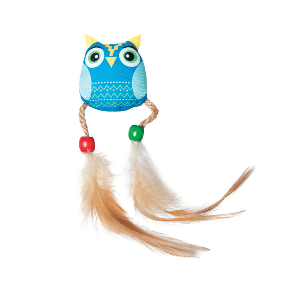 Triol Игрушка для кошек "Совенок с перьями", 5,5 см<