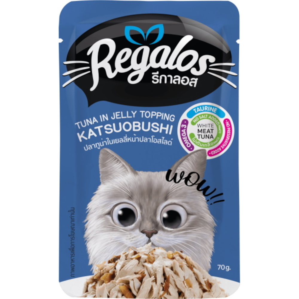 Regalos консервы для кошек, тунец с кацуобуси в желе, 70 г<