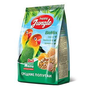 Happy Jungle Корм для средних попугаев, 500 г