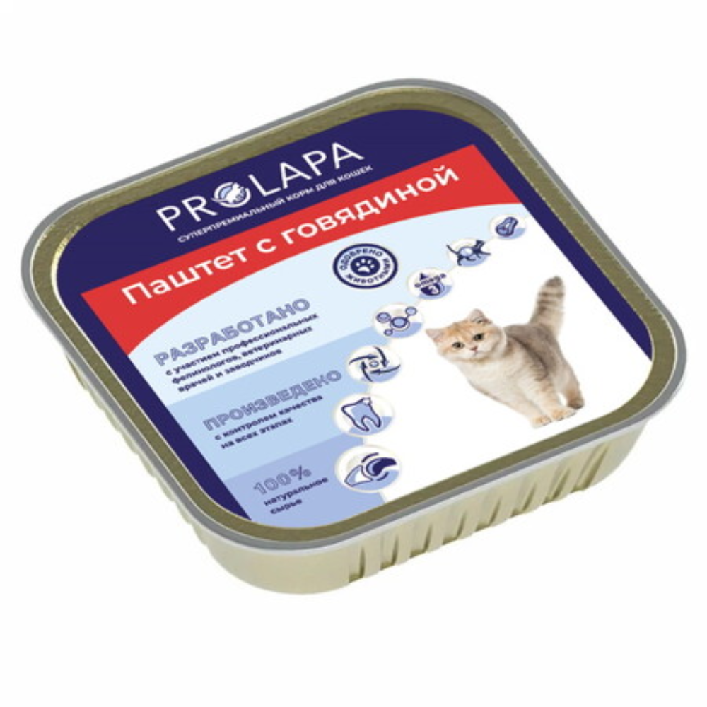 ProLapa консервы для кошек, паштет с говядиной, 100 г<