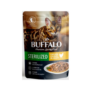 Mr.Buffalo консервы для стерилизованных кошек, цыплёнок в соусе, 85 г