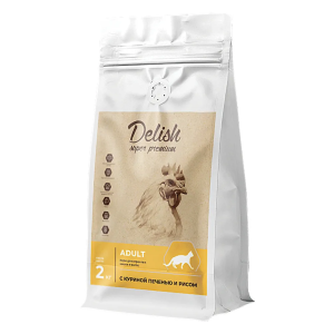 Delish Super Premium сухой корм для кошек, куриная печень с рисом, 2 кг