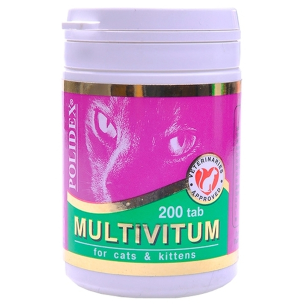 Polidex Multivitum plus витамины для кошек, 200 таблеток<