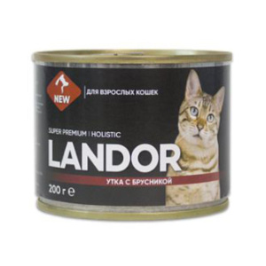 Landor консервы для кошек, утка с брусникой, 200 г