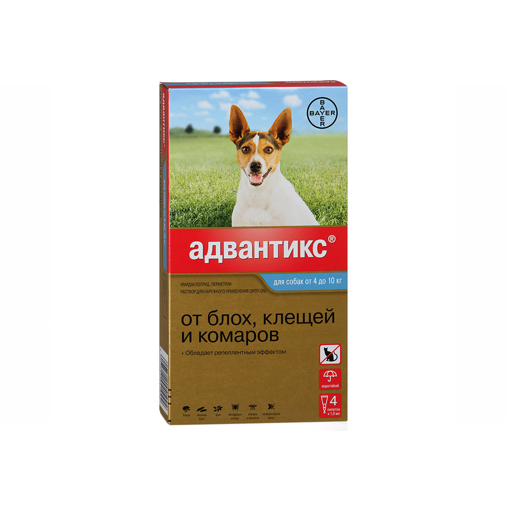 Advantix 100 капли инсектоакарицидные для собак 4-10 кг, 1 пипетка<