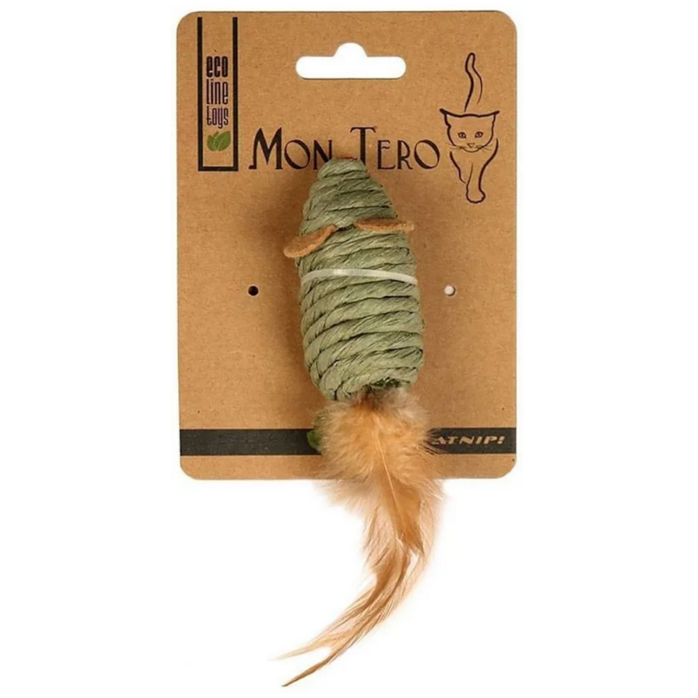 Mon Tero игрушка для кошек "Мышь", с кошачьей мятой, зеленая<