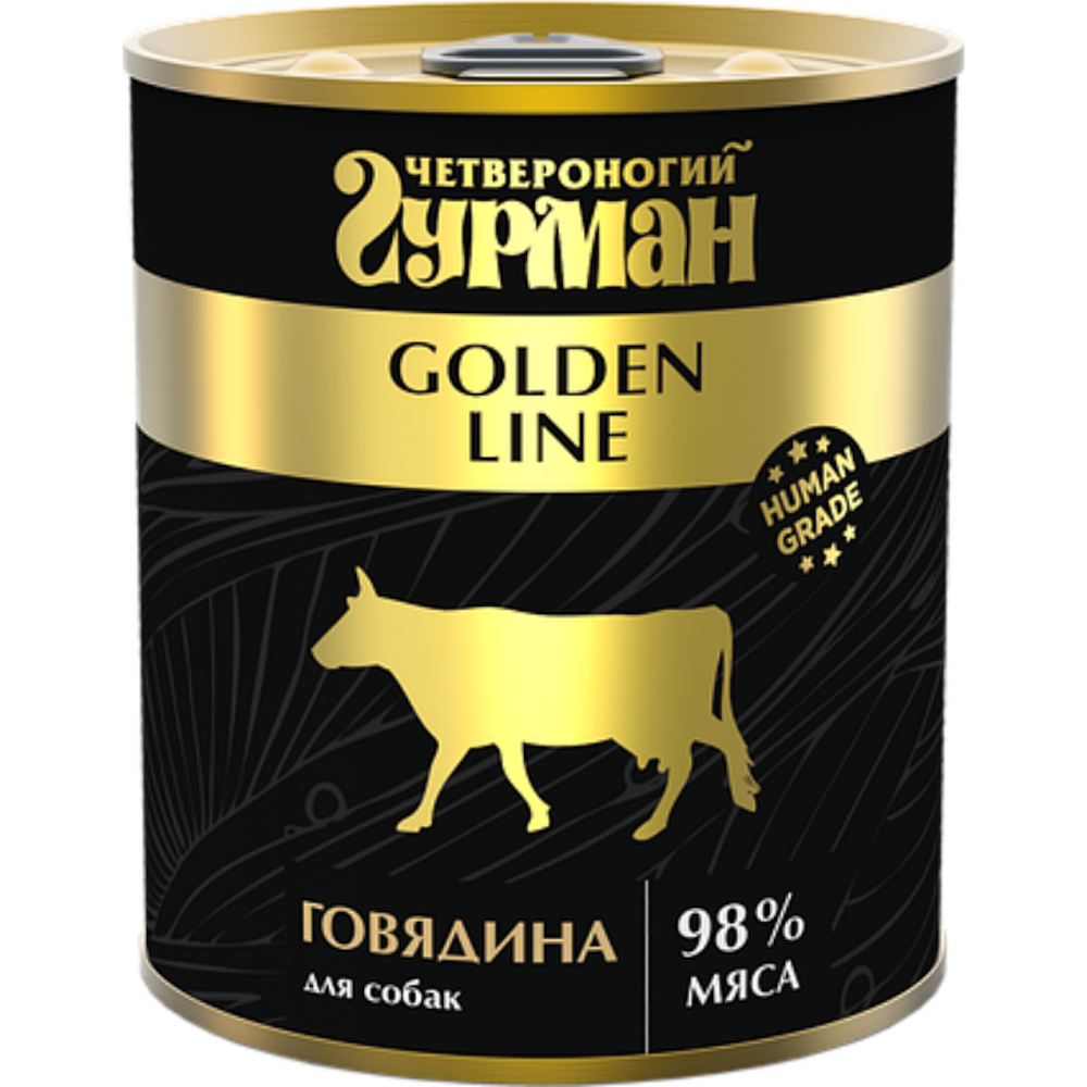 Четвероногий Гурман Golden консервы для собак, говядина в желе, 525 г<