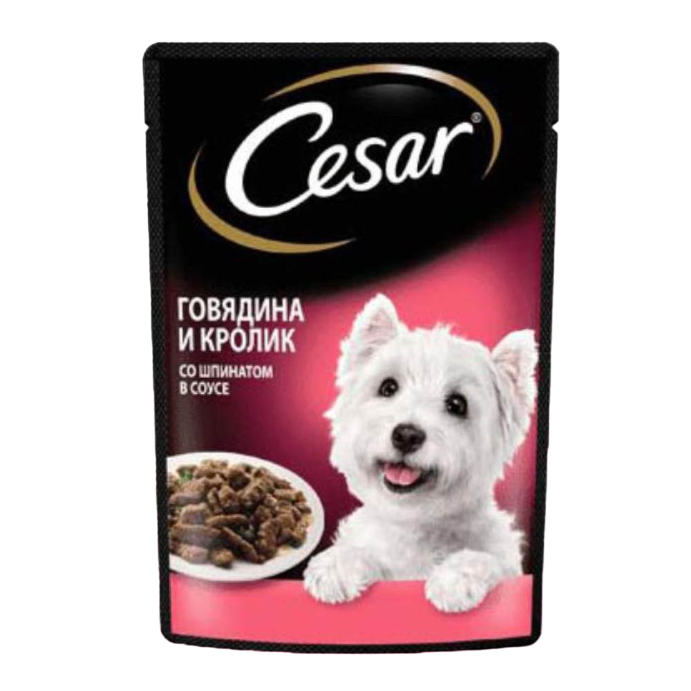 Cesar консервы для собак, говядина с кроликом и шпинатом, 85 г<