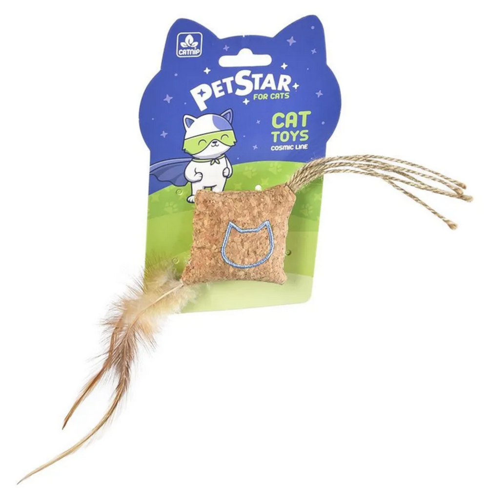 Pet Star Игрушка для кошек "Подушечка", с мятой и перьями, 6х25 см<