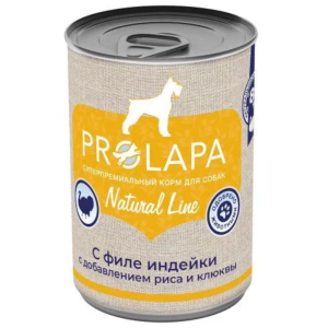 ProLapa Natural Line консервы для собак, филе индейки с рисом и клюквой, 400 г