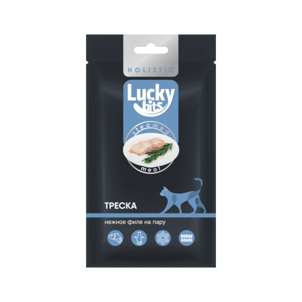 Lucky Bits лакомство для кошек Филе Трески на пару, 25 г<