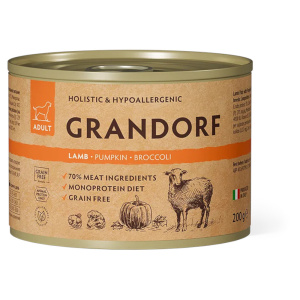 Grandorf консервы для собак, паштет из ягненка с тыквой и брокколи, 200 г