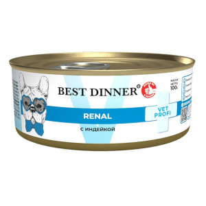 Best Dinner Vet Profi Renal ветеринарная диета для собак при заболевании почек, паштет с индейкой, 100 г