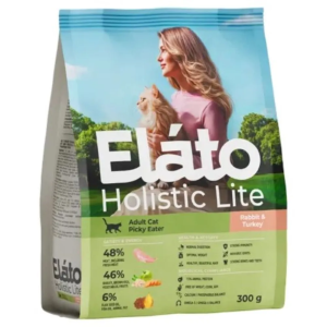 Сухой корм Elato (Элато) Holistic Lite для привередливых кошек, кролик с индейкой, 300 г