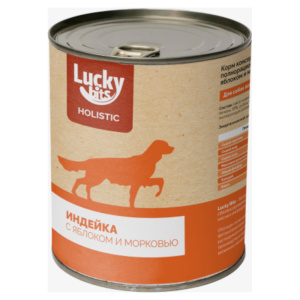 Lucky Bits консервы для собак всех пород, индейка с яблоком и морковью, 970 г
