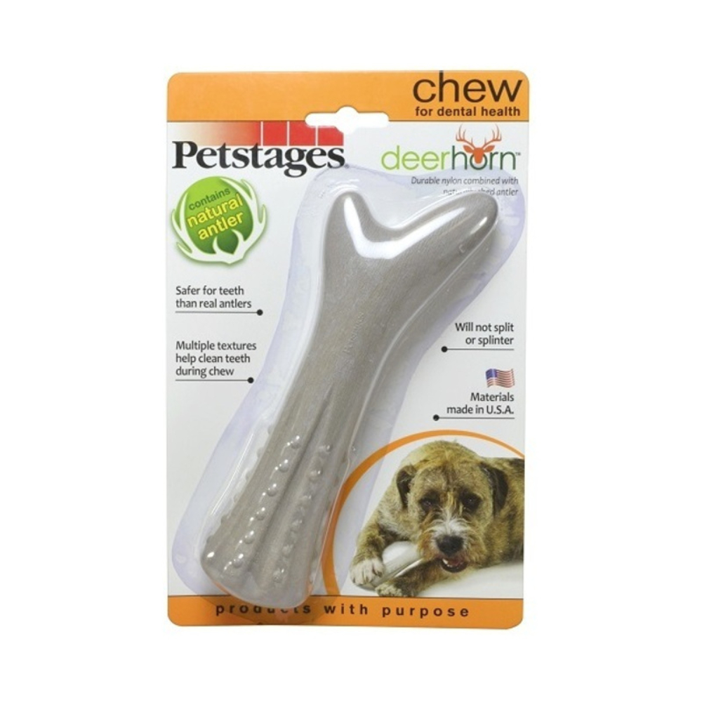 Petstages игрушка для собак Deerhorn с оленьими рогами, средняя, 16 см<