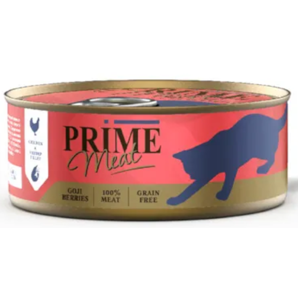 PRIME MEAT консервы для кошек, курица с креветкой в желе, 100 г<
