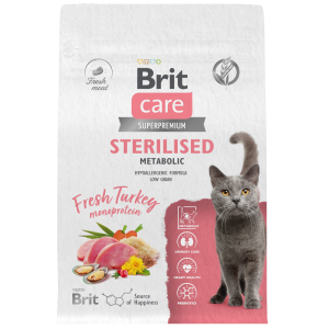 Brit Care сухой корм для стерилизованных кошек, Улучшенный обмен веществ, индейка, 1,5 кг
