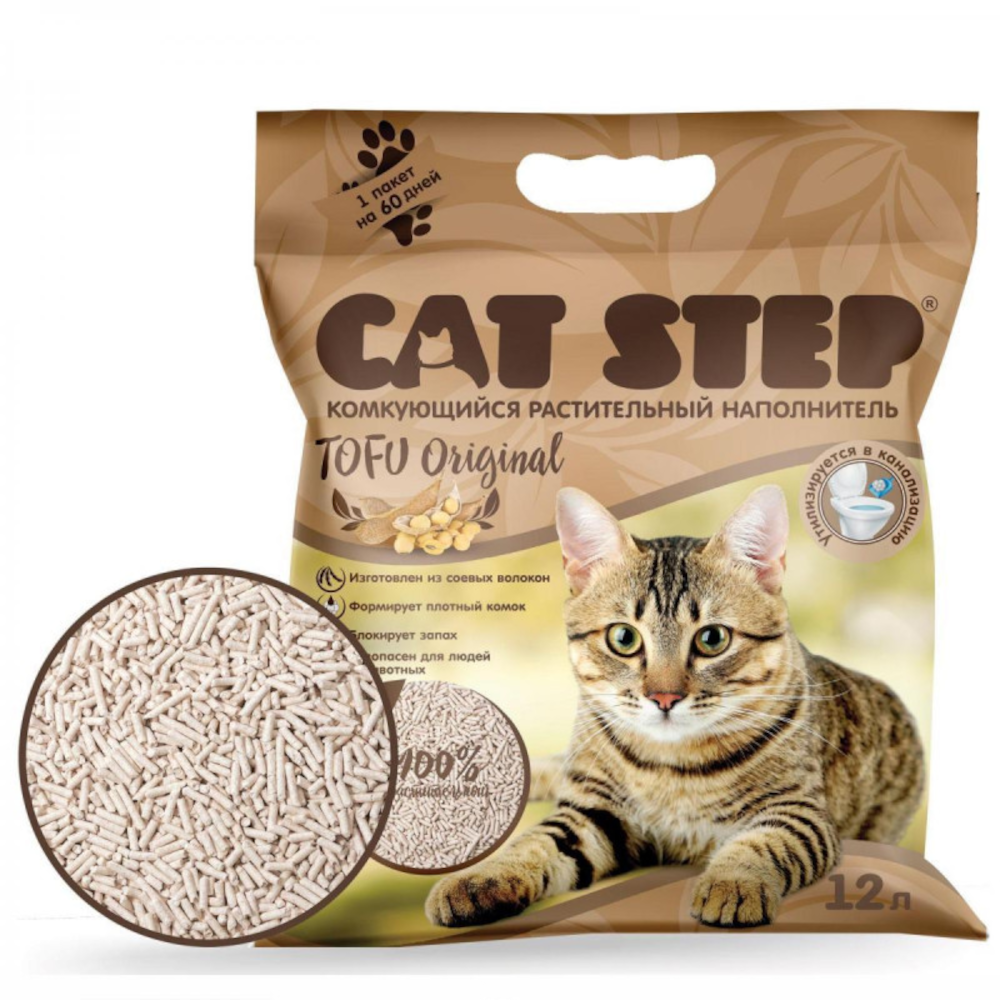 Наполнитель Cat Step Tofu Original растительный, комкующийся, 12 л<