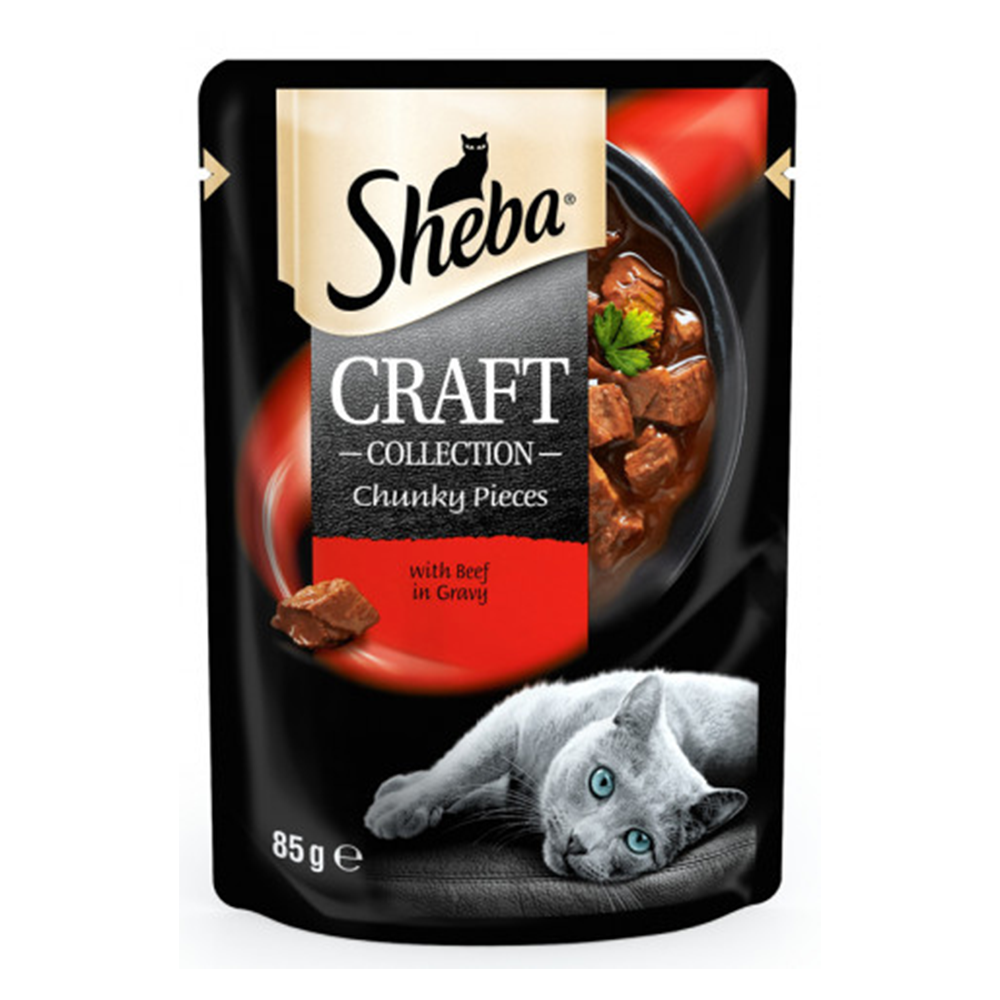 Sheba Craft консервы для кошек, говядина, кусочки в соусе, 75 г<