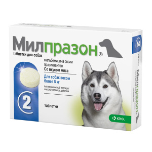 Милпразон 12,5 мг таблетки антигельминтные со вкусом мяса для собак более 5 кг, 2 табл.