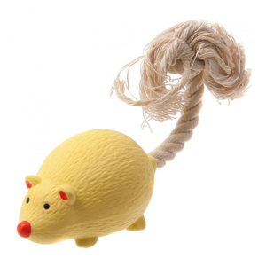 ZooOne Игрушка для собак "Мышь с канатным хвостом", латекс, 9 см