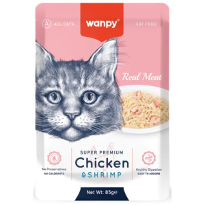 Wanpy Cat консервы для кошек, курица и креветки, 85 г