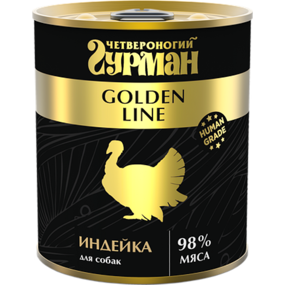 Четвероногий Гурман Golden консервы для собак, индейка в желе, 525 г<