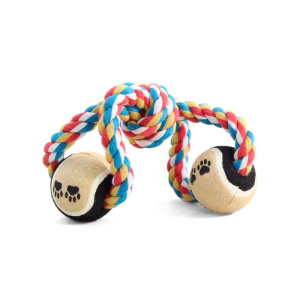 Triol Игрушка для собак "Веревка цветная восьмерка с узлом 2 мяча", 35 см
