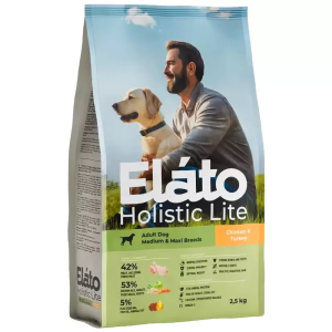 Сухой корм Elato (Элато) Holistic Lite для собак средних и крупных пород, курица с индейкой, 2,5 кг