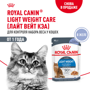 Royal Canin консервированный корм для взрослых кошек,  Лайт Вейт Кэа, желе, 85 г