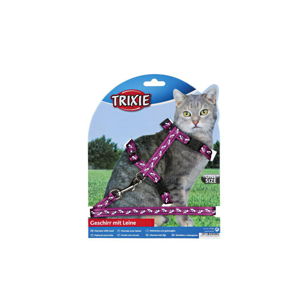Trixie Шлейка с поводком для кошек, 10 мм, 35-45 см<