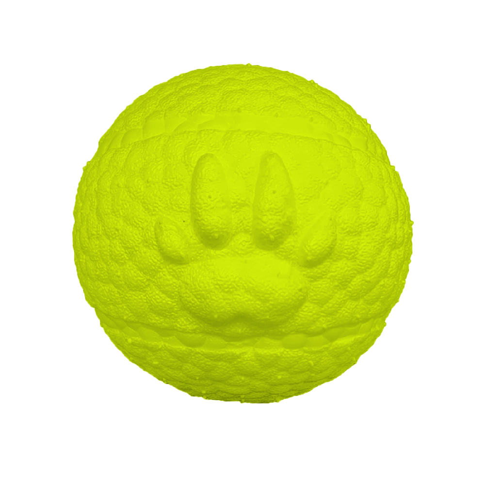 Mr.Kranch игрушка для собак "Мяч с лапкой", неоновый желтый, 8 см<