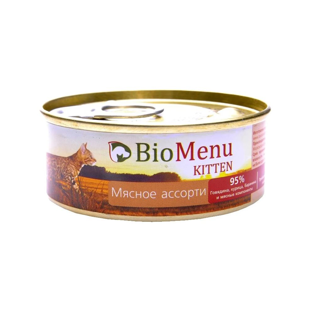BioMenu консервы для кошек, паштет мясное ассорти, 100 г<