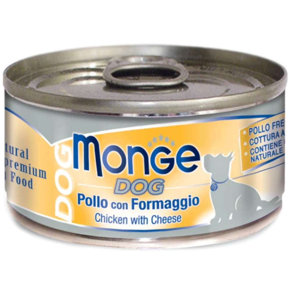 Monge Dog Natural консервы для собак, куриные кусочки с сыром, 95 г<