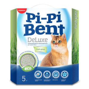 Наполнитель Pi-Pi Bent Delux Fresh Grass, комкующийся, 5 кг
