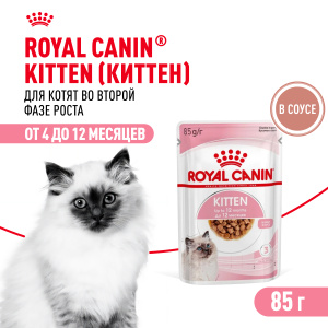 Royal Canin консервированный корм для котят, Киттен Инстинктив в соусе, пауч, 85 г