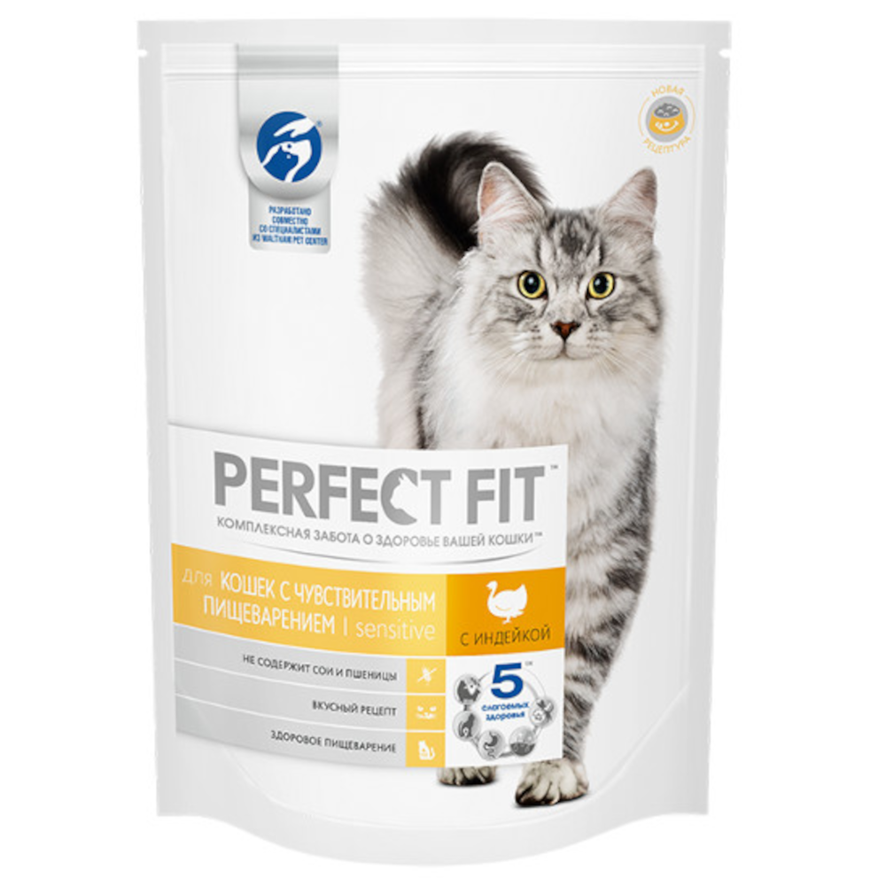 Perfect Fit сухой корм для кошек с чувствительным пищеварением, индейка, 190 г<