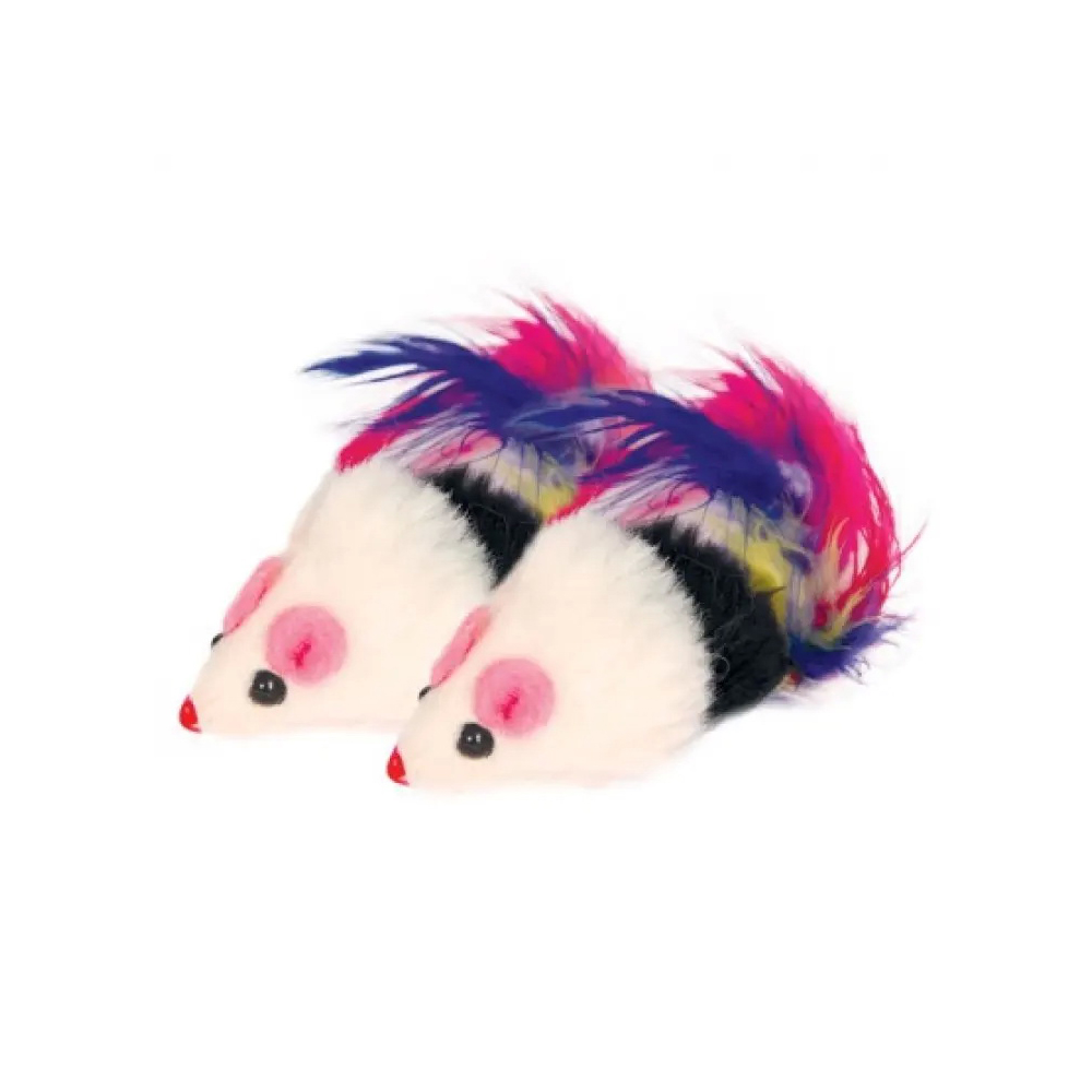 Triol Игрушка для кошек "Мышь погремушка" с пером, натуральный мех, 5 см<