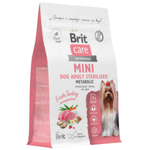 Brit Care Суперпремиум сухой корм для стерилизованных собак мини пород, индейка, 1,5 кг