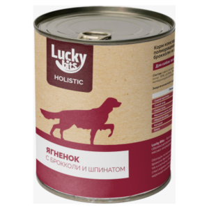 Lucky Bits консервы для собак всех пород, ягненок с брокколи и шпинатом, 970 г