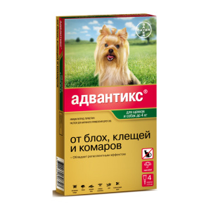 Advantix 40 капли инсектоакарицидные для собак до 4 кг, 1 пипетка